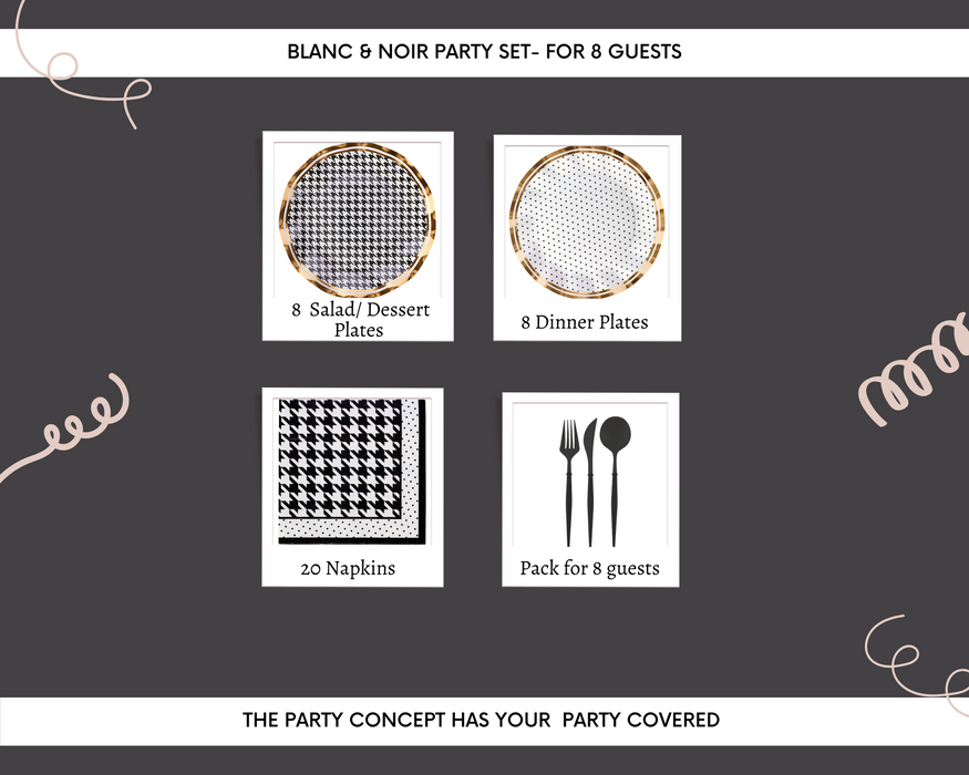 Blanc & Noir Party Set - Party of 8