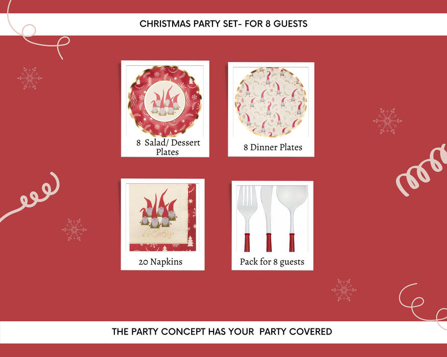 Jolly Christmas Party Set - Party of 8