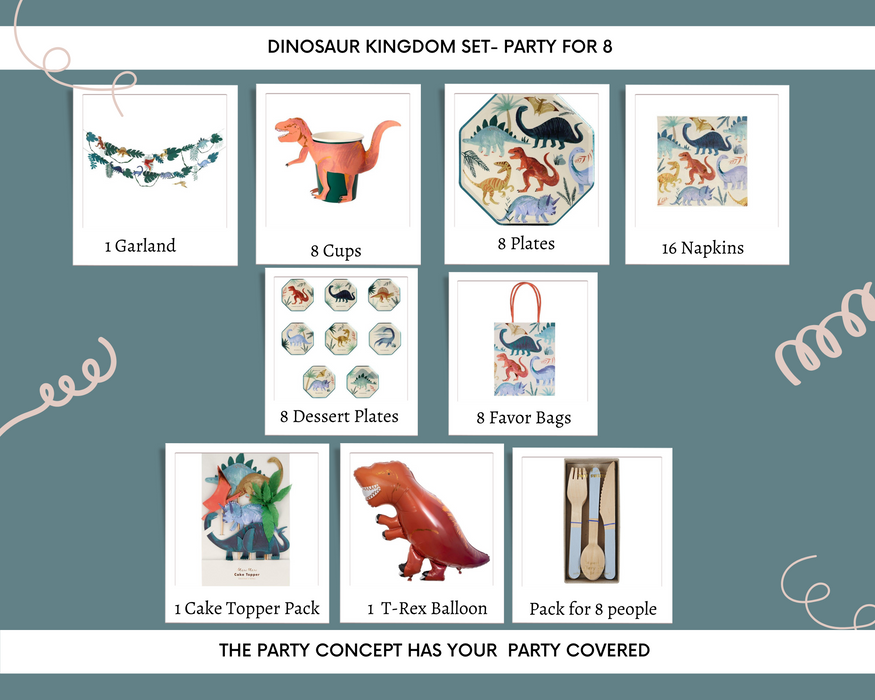 Dinosaur Kingdom Party Set - Party of 8