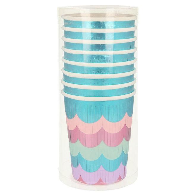 Mermaid Scalloped Fringe Cups - Pack of 8