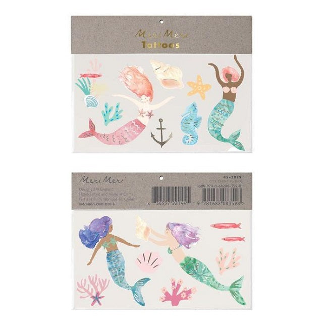Mermaid Large Temporary Tattoos - Pack of 2 sheets