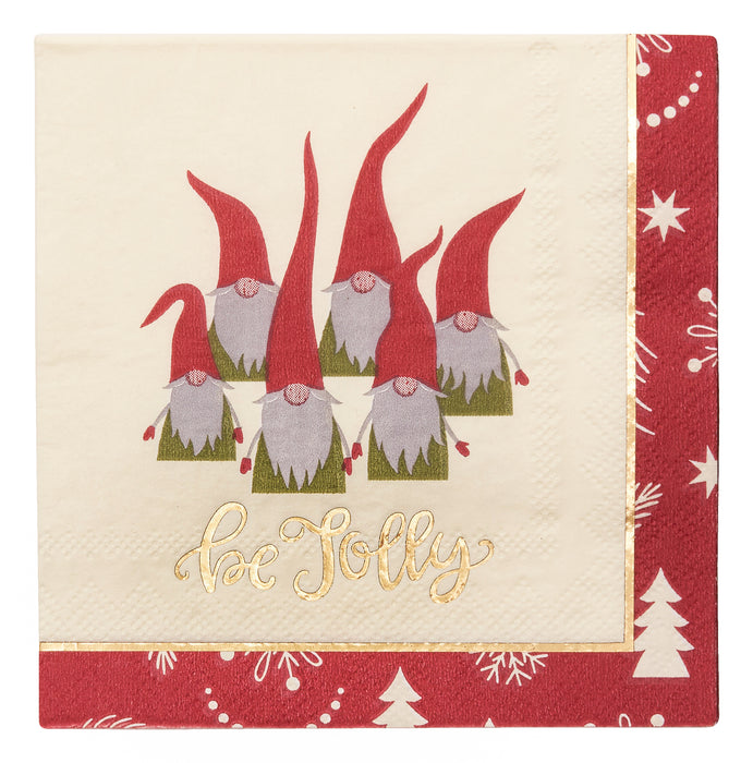 Jolly Gnomes Christmas Napkins - Pack of 20