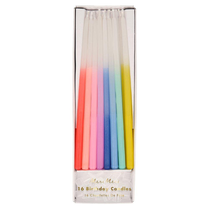 Rainbow Dipped Tapered Candles - Pack of 16