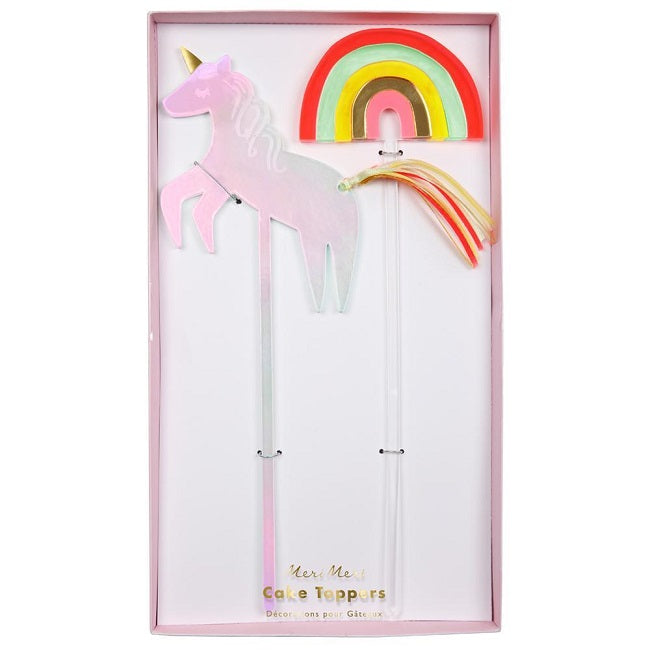 Unicorn And Rainbow Cake Toppers - Pack of 2