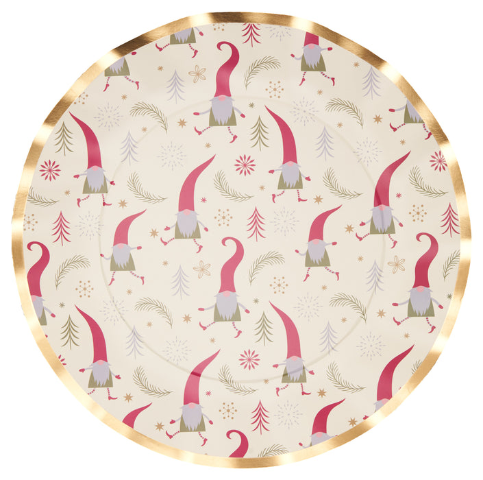 Jolly Gnomes Christmas Wavy Dinner Plate - Pack of 8