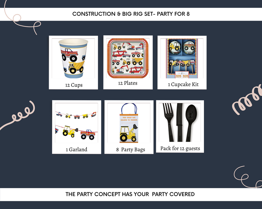 Construction & Big Rig Set - Party of 8